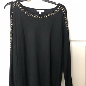 Black Lightweight Sweater w/Gold Accents 1x